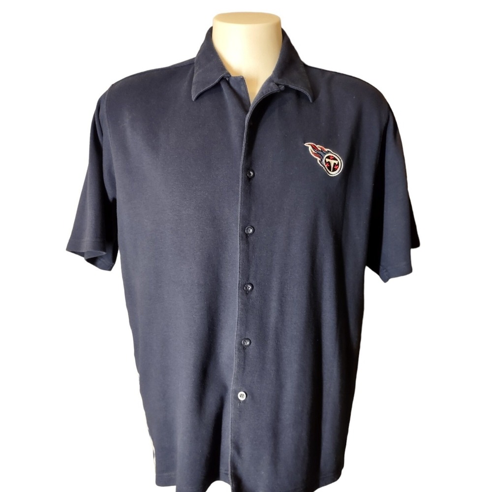 Reebok Tennessee Titans Shirt Large Mens NFL Team Apparel Navy Blue PlayDry Logo